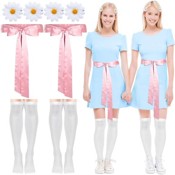 Halloween Twins Costume Accessories Set Knee High Socks Hair Clips Ribbon main image 6